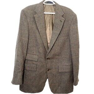 Vintage 90s Colours Alexander Julian 42R Brown Windowpane Blazer w Ticket Pocket